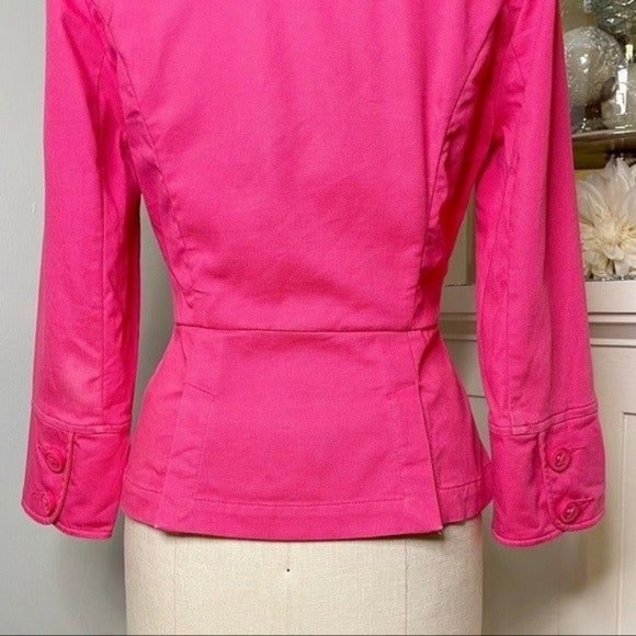 CAbi Pink Cotton Twill Peplum Blazer Jacket 8 Medium - Picture 9 of 12